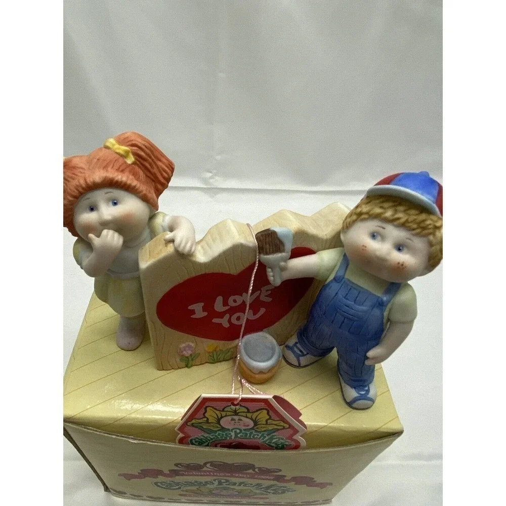 𝅺VTG Cabbage Patch Kids Be My Sweetheart 1985 Porcelain Girl and Boy Figurine